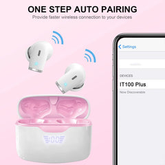 Wireless Earbud, Bluetooth 5.3 Headphones Built in Noise Cancelling Mic, 40H Playtime LED Display Wireless Earphones.