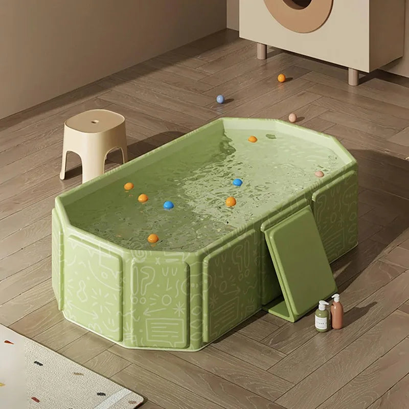 Foldable Baby Bathtub Space-Saving Portable PVC Baby Tub Thickened Infant Bath Basin Large Size Collapsible SPA Hot Bath Tub