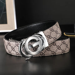 New Width 3.4cm Men's Belt Business Formal Real Leather Canvas Male Belt High Quality Metal Automatic Buckle Belt for men jeans