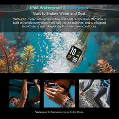 Blackview W70 Pro LED Flashlight Rugged Smart Watch , 2.01'' Display Voice Calling ,Health Monitoring 900mAh Watch