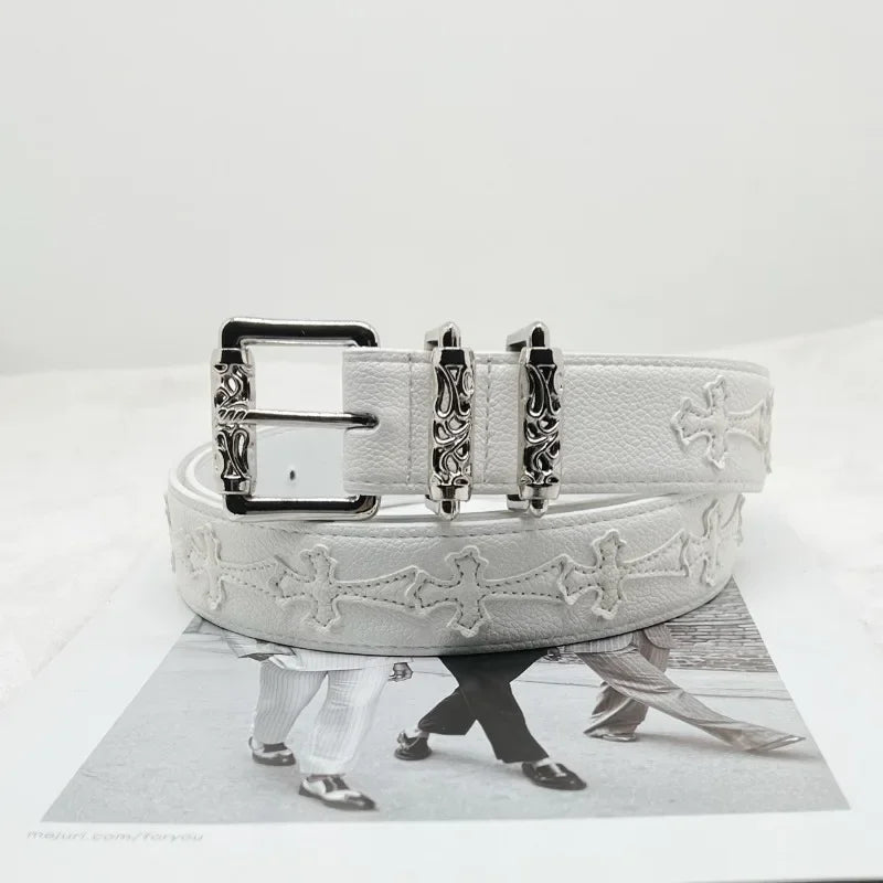 Spring and summer personalized belt with lychee pattern and colorful Kro new style belt for men and women, artistic youth belt