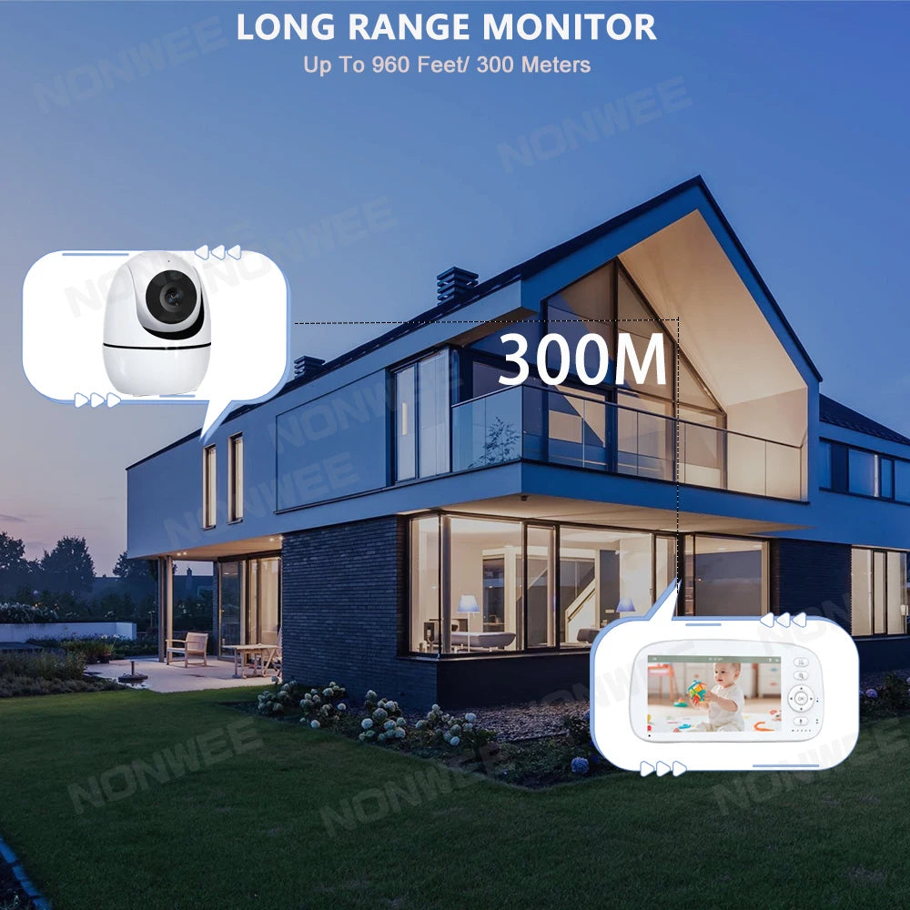 5" HD Baby Monitor with 2.4G FHSS Technology | 5000mAh Battery, 35H Long Lasting | Temperature Alert, VOX Mode, 360° Pan-Tilt |