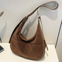 Women Suede Crossbody Bag Leopard Print Shoulder Bag Tote Bag with Multi-Pocket Handbag Adjustable Strap Hobo Bag Messenger Bag