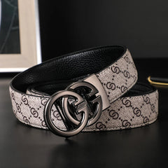 New Width 3.4cm Men's Belt Business Formal Real Leather Canvas Male Belt High Quality Metal Automatic Buckle Belt for men jeans