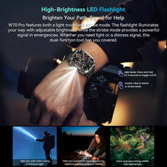 Blackview W70 Pro LED Flashlight Rugged Smart Watch , 2.01'' Display Voice Calling ,Health Monitoring 900mAh Watch