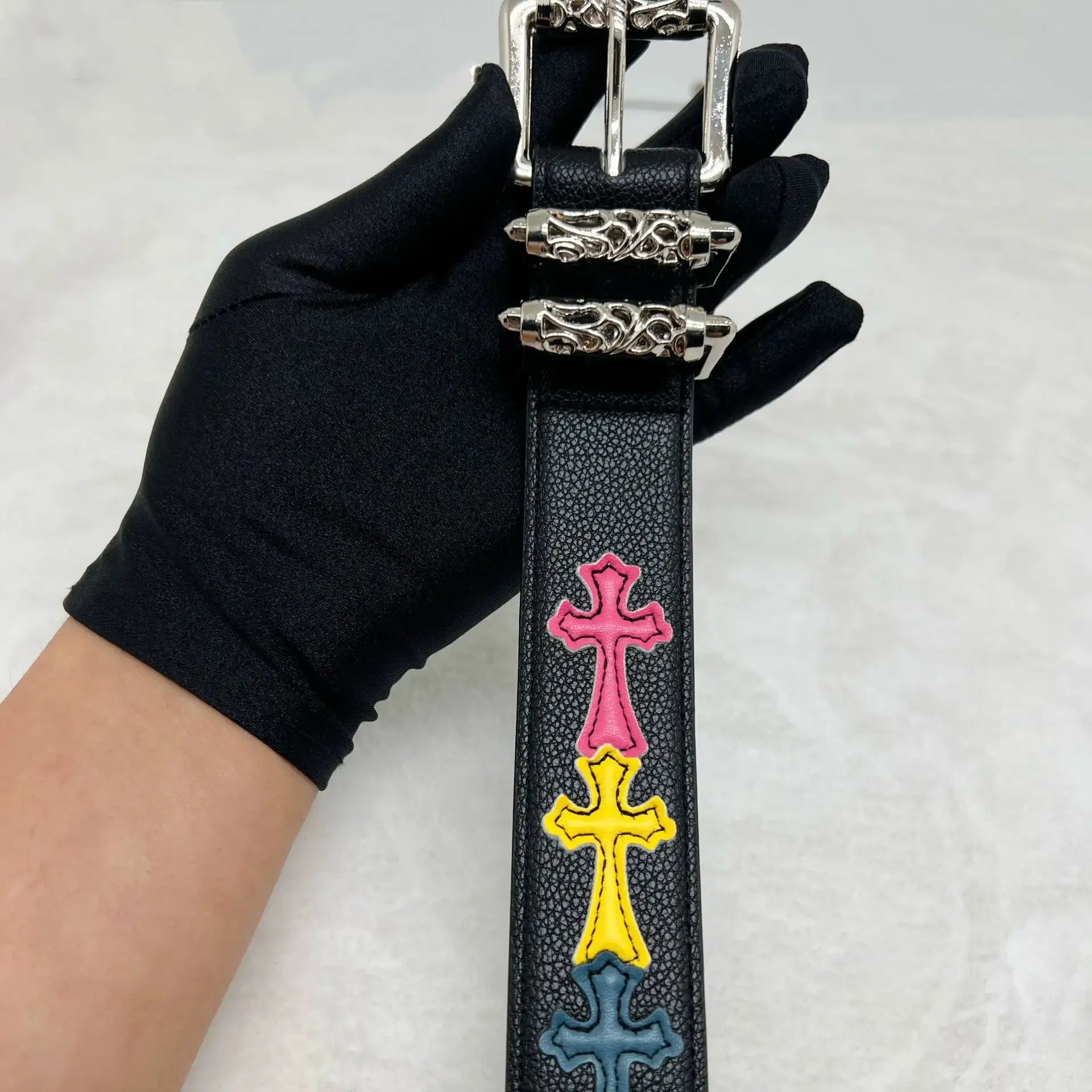 Spring and summer personalized belt with lychee pattern and colorful Kro new style belt for men and women, artistic youth belt