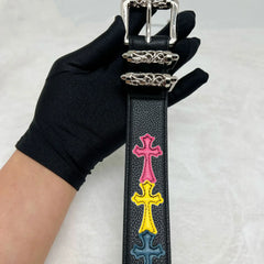 Spring and summer personalized belt with lychee pattern and colorful Kro new style belt for men and women, artistic youth belt