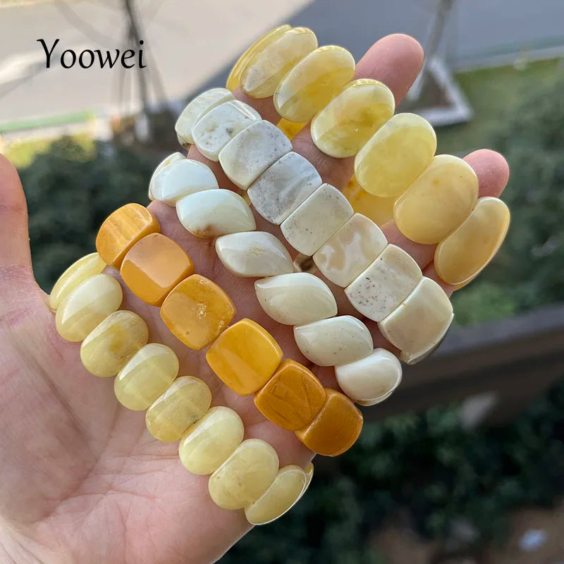 Natural Amber Bracelets&Bangles Women Adult Trendy Handmade White Old Amber New Unique Real Baltic Amber Jewelry Gift Wholesale