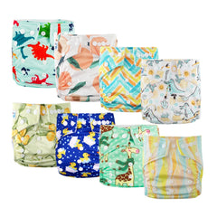 Best Baby Gift Set 8 pcs High Quality Eco-friendly Reusable Baby Cloth Diapers Ideal Baby Shower Present