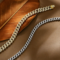 ATTAGEMS DVVS1 Full Moissanite Cuba Chain for Man Women 925 Sterling Silver 18k Gold Plated Hip Hop Tennis Bracelet Fine Jewelry