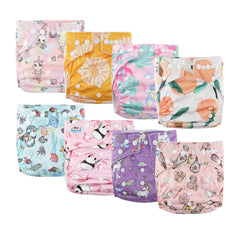 Best Baby Gift Set 8 pcs High Quality Eco-friendly Reusable Baby Cloth Diapers Ideal Baby Shower Present