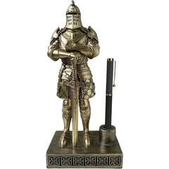 King's Guard Knight Pen Holder Statue Office Men's Pen Holder Desk Organizer Complimentary Top Series 9.45 inches (blue)