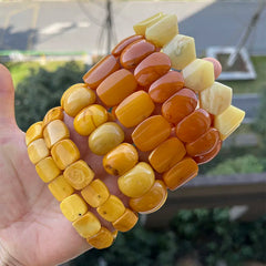 Natural Amber Bracelets&Bangles Women Adult Trendy Handmade White Old Amber New Unique Real Baltic Amber Jewelry Gift Wholesale