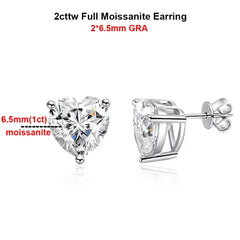 GRA Certified Heart Cut Moissanite Drop Earrings for Women 3/6cttw Luxury Quality Lab Diamond S925 Sterling Silver Bride Jewelry