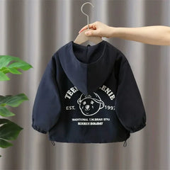 Spring Autumn Jackets Boy Coat Hooded Jacket Khaki black Kid Windbreaker Children Letter Print Outerwear Clothes  boys clothes