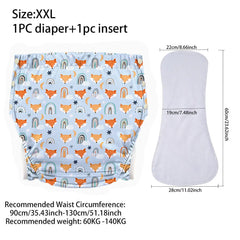 Ice Silk Adult Cloth Disaper Waterproof Old Man's Diaper Pants Reusable Diapers Trouser Pocket Anti-leak Breathable Nappy Pads