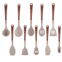 Fashionable Silicone Cooking Utensils, Cooking Tools, Kitchenware, Gold-plated Wood Grain Handle, Spatula, Spoons