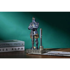 King's Guard Knight Pen Holder Statue Office Men's Pen Holder Desk Organizer Complimentary Top Series 9.45 inches (blue)