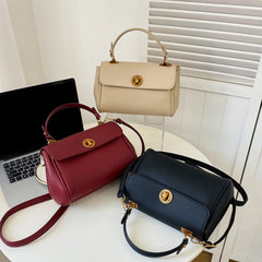PU Leather Top Handle Bag for Women Large Capacity Vintage Shoulder Bag Versatile Crossbody Bags Simple Small Handbag Tote Purse