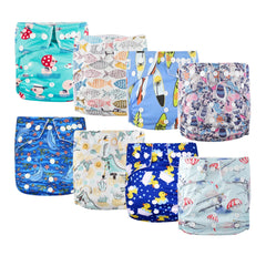 Best Baby Gift Set 8 pcs High Quality Eco-friendly Reusable Baby Cloth Diapers Ideal Baby Shower Present