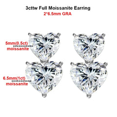 GRA Certified Heart Cut Moissanite Drop Earrings for Women 3/6cttw Luxury Quality Lab Diamond S925 Sterling Silver Bride Jewelry