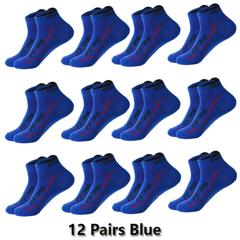 12 Pairs Ankle Socks Men Cotton Sports Running Socks Breathable Mesh Comfortable Sweat Absorption Fitness Cotton Short Socks