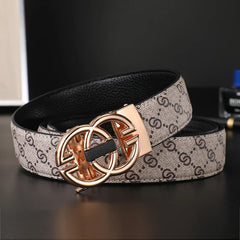New Width 3.4cm Men's Belt Business Formal Real Leather Canvas Male Belt High Quality Metal Automatic Buckle Belt for men jeans
