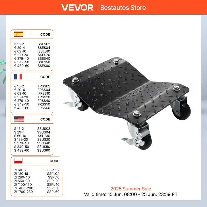 SucceBuy Car Tire Wheel Trolley Dollies 2/4PCS 1500Lbs Weight Capacity Vehicle Skates Moving Tire 4 Casters Auto Repair Mover
