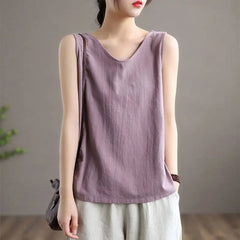 Fashion Solid Thin Cotton Linen Tanks Top Women Camis Blusas Loose Casual Summer Sleeveless Shirt Woman Clothes Camiseta Mujer