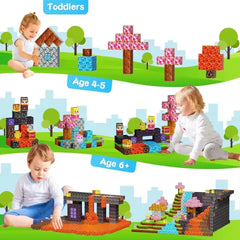 Magnetic Building Blocks Mine World Magnet Cube Set for Boy Girl Kid Age 3+ DIY Model Children Stem STEM Sensory Toy Gift