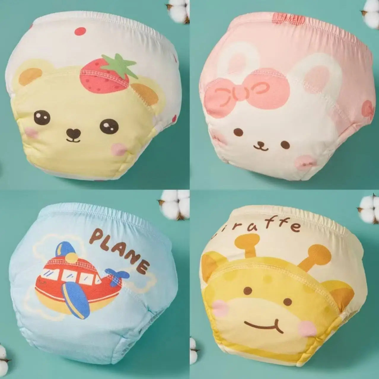 4pcs Breathable Summer Leakproof Diaper Children Shorts Baby Todder Training Pants Waterproof Wahsable Underwear for Boys Gilrs