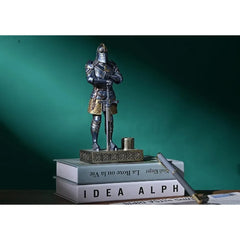 King's Guard Knight Pen Holder Statue Office Men's Pen Holder Desk Organizer Complimentary Top Series 9.45 inches (blue)