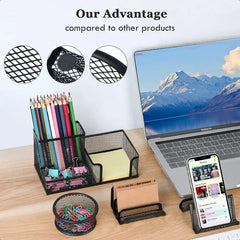 Pen Holder for Desk 6 Pieces Mesh Desk Organizer set 3 Compartments pens holder Mail Organizer Letter Holder Home Office Suppli