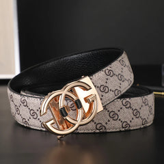 New Width 3.4cm Men's Belt Business Formal Real Leather Canvas Male Belt High Quality Metal Automatic Buckle Belt for men jeans