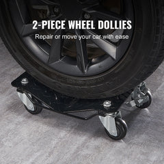 SucceBuy Car Tire Wheel Trolley Dollies 2/4PCS 1500Lbs Weight Capacity Vehicle Skates Moving Tire 4 Casters Auto Repair Mover