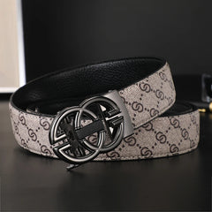 New Width 3.4cm Men's Belt Business Formal Real Leather Canvas Male Belt High Quality Metal Automatic Buckle Belt for men jeans