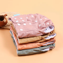 Happyflute Plain Color Baby Cloth Diaper Washable Reusable Baby Cloth Pocket Diapers for Baby Girls and Boys 4Pcs Without Insert