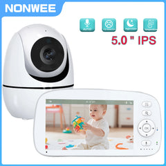 5" HD Baby Monitor with 2.4G FHSS Technology | 5000mAh Battery, 35H Long Lasting | Temperature Alert, VOX Mode, 360° Pan-Tilt |