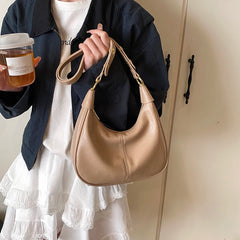 Shoulder Bag for Women Adjustable Strap Crescent Bag PU Leather Solid Crossbody Bag Handbag for Work Travel