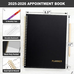 20252026 Appointment Book QuarterHourly Weekly and Monthly from July 2025 to June 2026 8.5"x11" Academic  Flexible Cover Note P