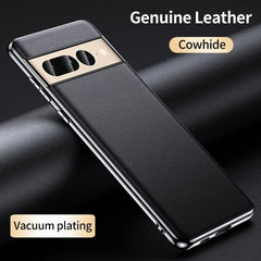 Phone Case for Google Pixel 9 Pro XL 9Pro 6 7 8 Pro 7A 6A Luxury Genuine Leather Plating Shockproof Full Protection Back Cover