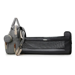 Mummy Backpack With Foldable Crib Soft Mattress Multifunctional Mommy Bags Baby Bottle Insulation Storage Bags Diaper Organizer