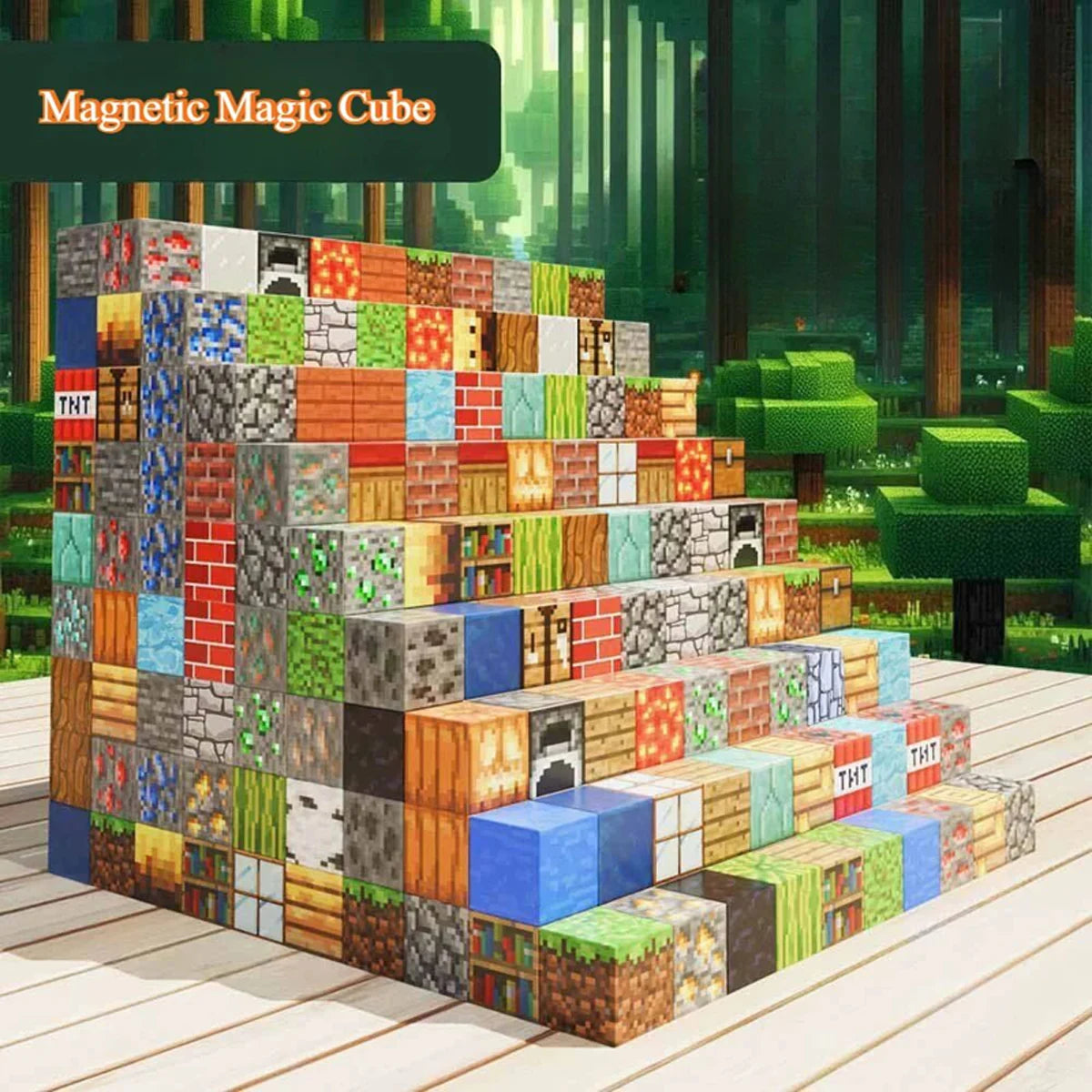 Magnetic Building Blocks Mine World Magnet Cube Set for Boy Girl Kid Age 3+ DIY Model Children Stem STEM Sensory Toy Gift