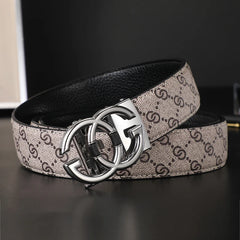New Width 3.4cm Men's Belt Business Formal Real Leather Canvas Male Belt High Quality Metal Automatic Buckle Belt for men jeans