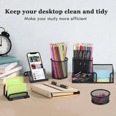 Pen Holder for Desk 6 Pieces Mesh Desk Organizer set 3 Compartments pens holder Mail Organizer Letter Holder Home Office Suppli
