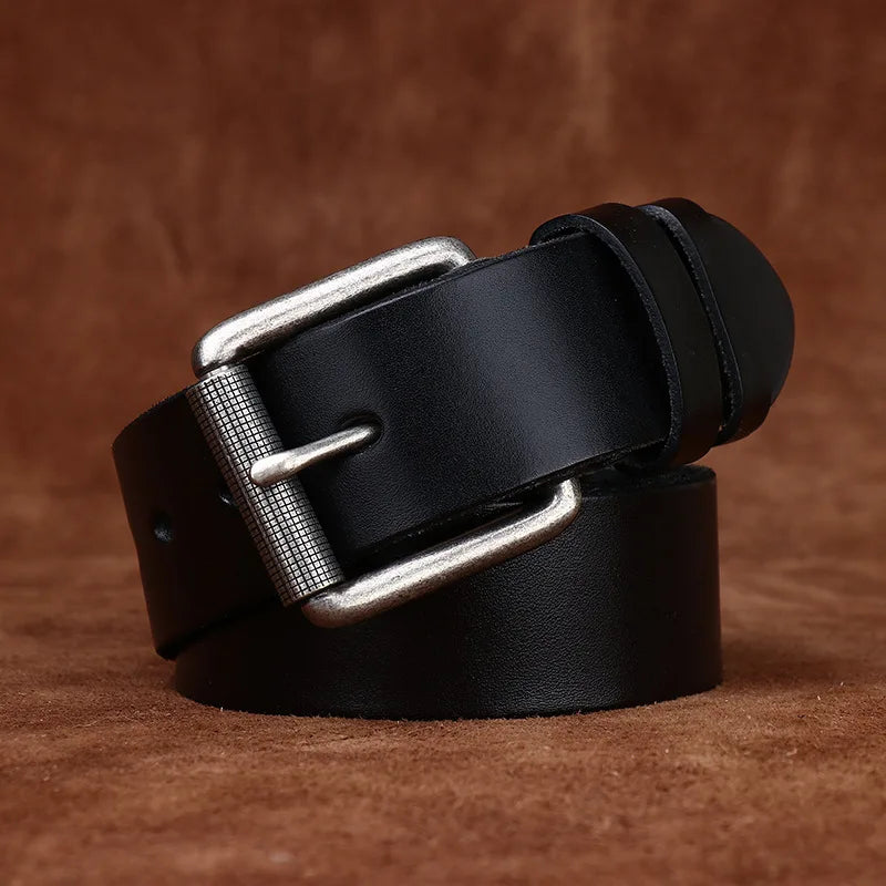 3.8CM Thick Pure Cowhide Needle Buckle Genuine Leather Casual Jeans Belt Men High Quality Business Luxury Male Strap Cintos