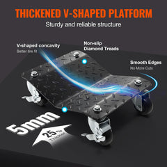 SucceBuy Car Tire Wheel Trolley Dollies 2/4PCS 1500Lbs Weight Capacity Vehicle Skates Moving Tire 4 Casters Auto Repair Mover