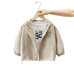 Spring Autumn Jackets Boy Coat Hooded Jacket Khaki black Kid Windbreaker Children Letter Print Outerwear Clothes  boys clothes